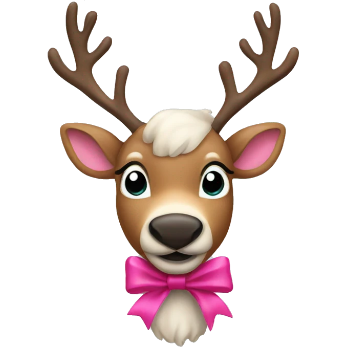 Reindeer with a pink bow emoji