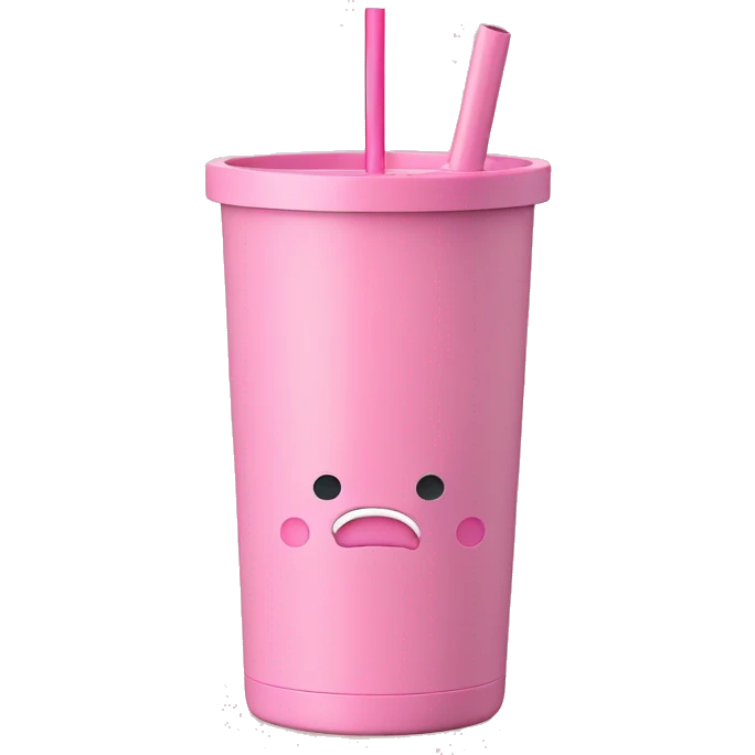 stanley tumbler pink with square handle and straw emoji
