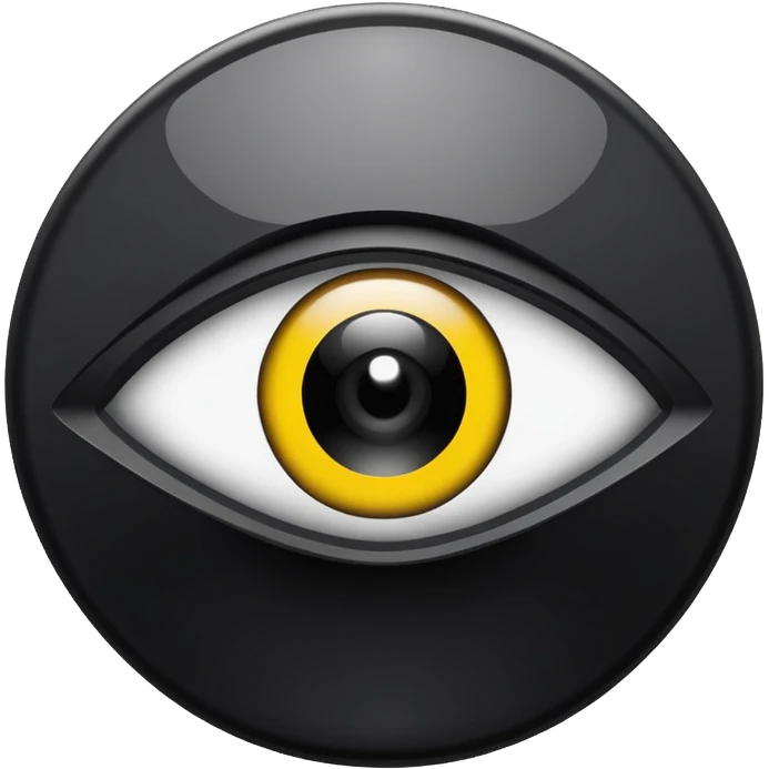 Minimalist emoji-style sticker of a black surveillance camera lens with a demonic eye inside, grayscale, with the words “ALWAYS WATCHING” below

 emoji