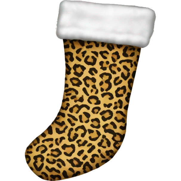 Leopard print Christmas stocking with bow emoji