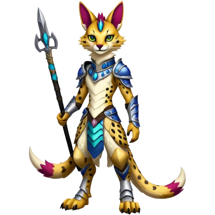 Anthro Epic Edgy Colorful Sergal-Serval-Vernid full body emoji