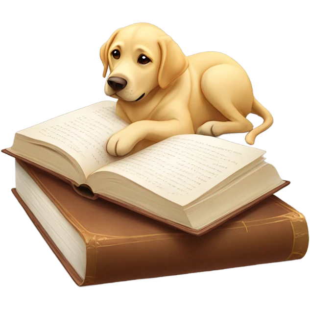 relaxed reading with golden lab emoji