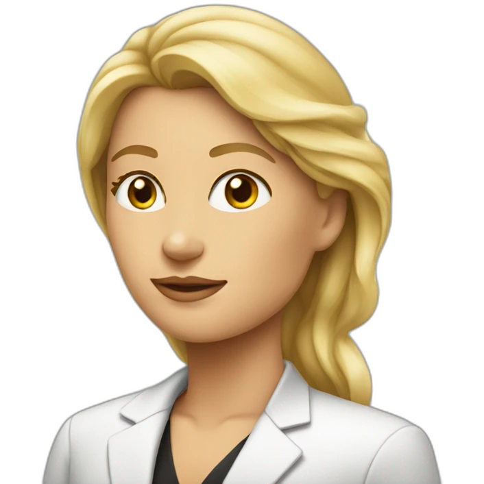 Blonde surfy female lawyer with perfect side profile emoji