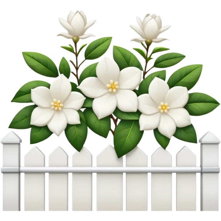 White fence with white gardenias on it emoji