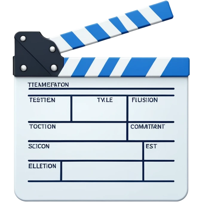 minimalist blue and white film clapperboard, geometric shapes only emoji