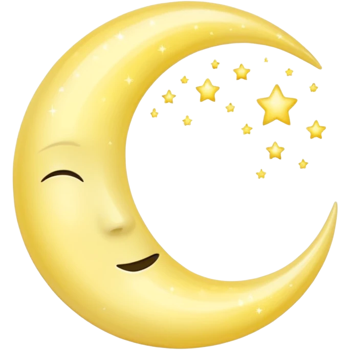 sparkly glossy pastel yellow-gradient crescent moon, no face emoji