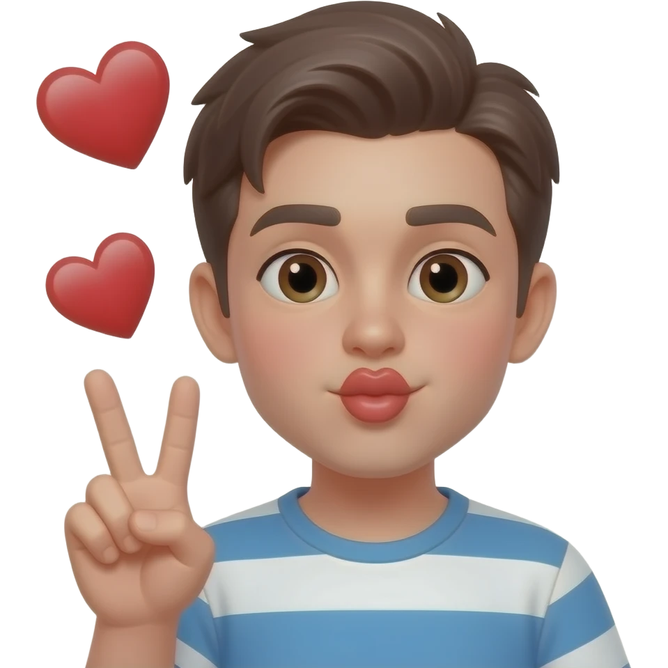 kissy face peace sign red face love hearts emoji