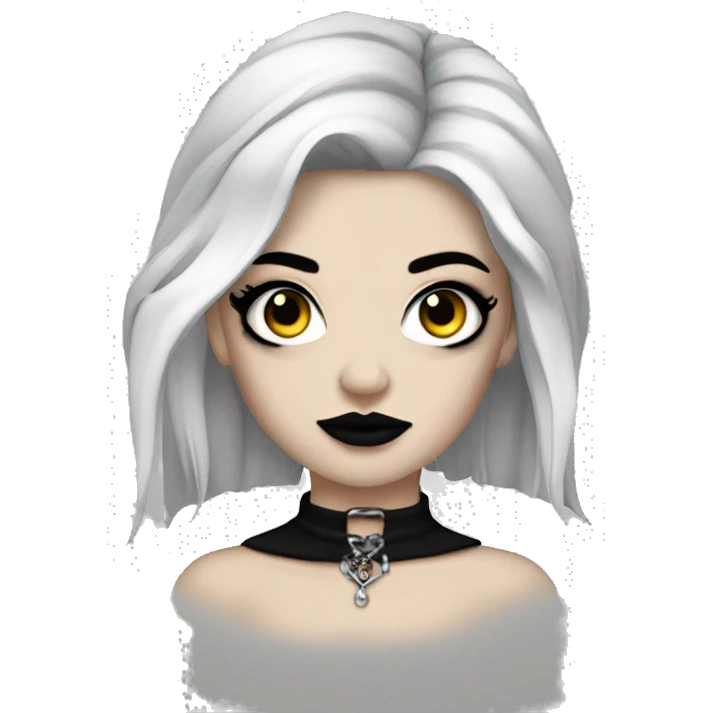 Goth white women with black hair black makeup with tattoos and piercings  emoji