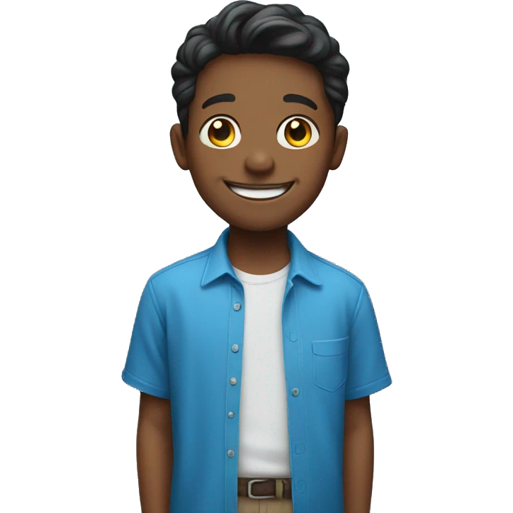 smiling boy in blue shirt emoji