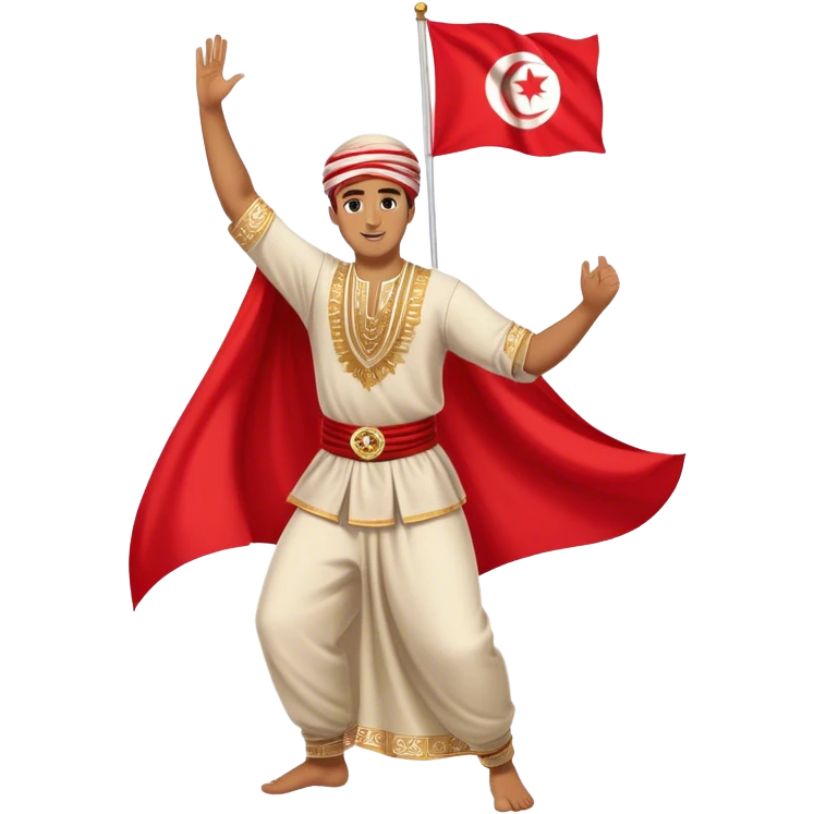 a man with a tunisian flag dancing  emoji