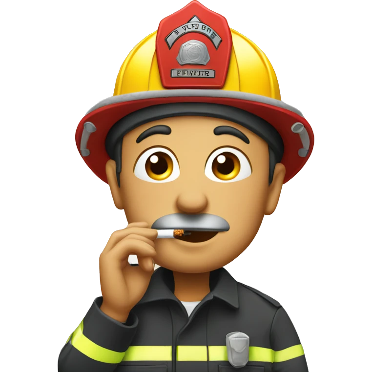 Middle aged firefighter smoking  emoji