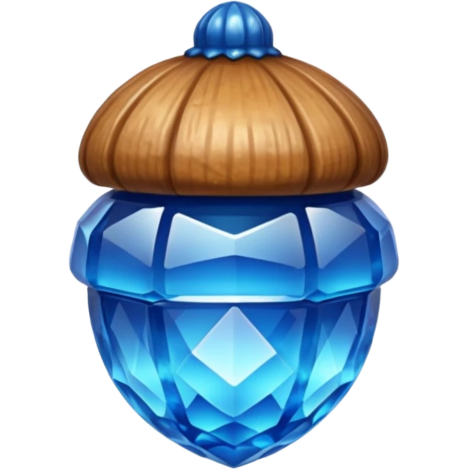 Blue crystallised acorn emoji