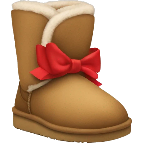 2 light brown slipper uggs with red bows emoji