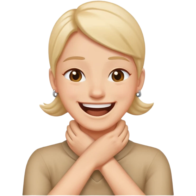 person with hands crossed in front of there neck laughing  emoji