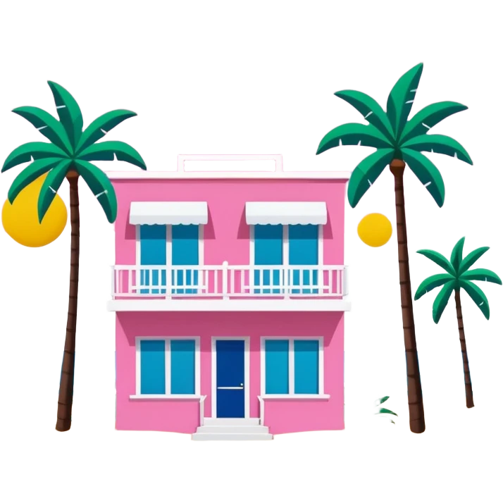 Matisse style pink SPAM art Miami beach landscape emoji