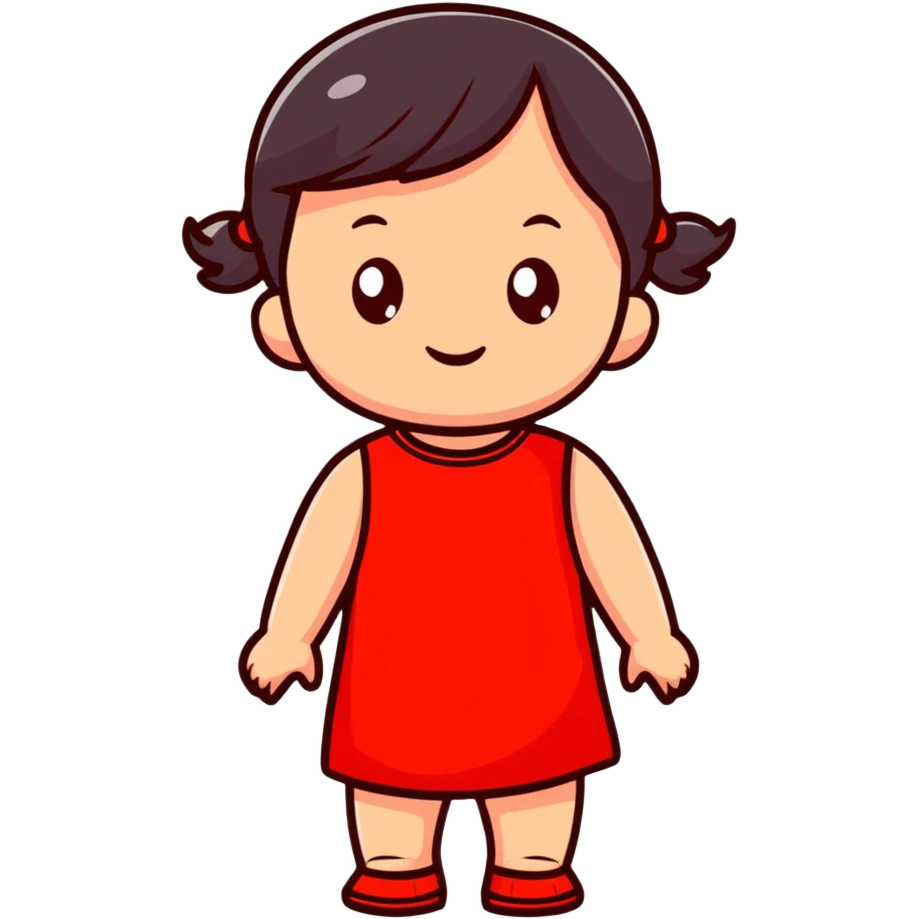 adorable child in a bright red dress emoji