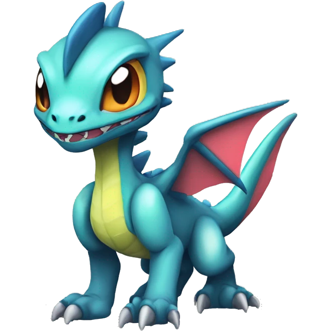 Colorful Edgy Chibi-Greymon-Flygon-Velociraptor-Pokémon emoji