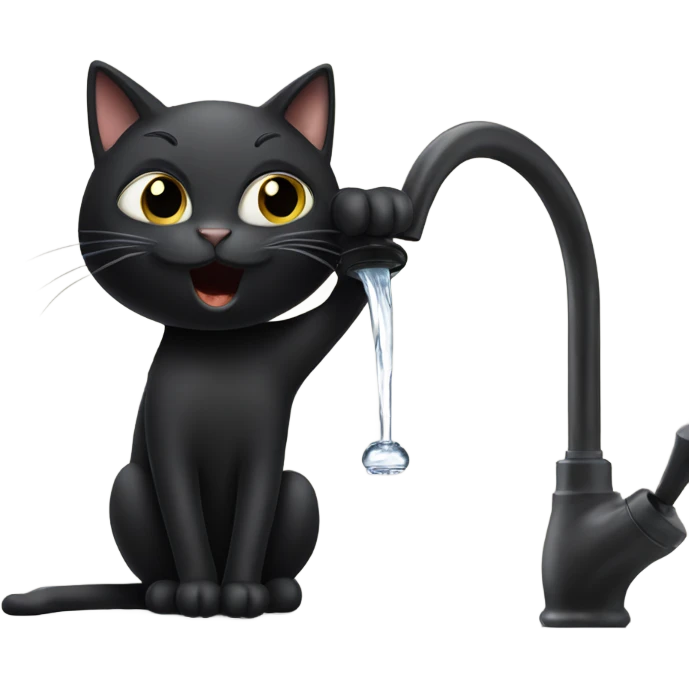 Black cat drinking from faucet  emoji