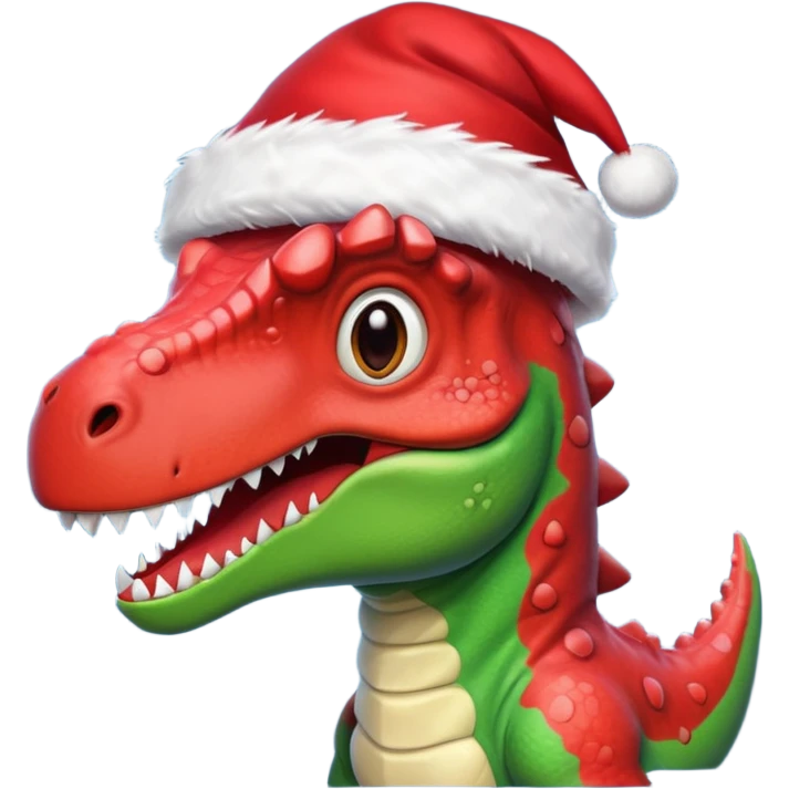 Dinosaur with Santa hat emoji