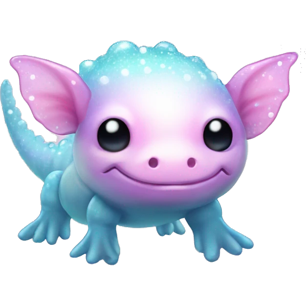 Sparkly glossy Pastel iridescent glass axolotl emoji