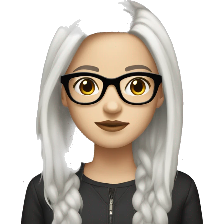 white-skinned girl with medium-length black hair with a cascade hairstyle in glasses with transparent frames emoji