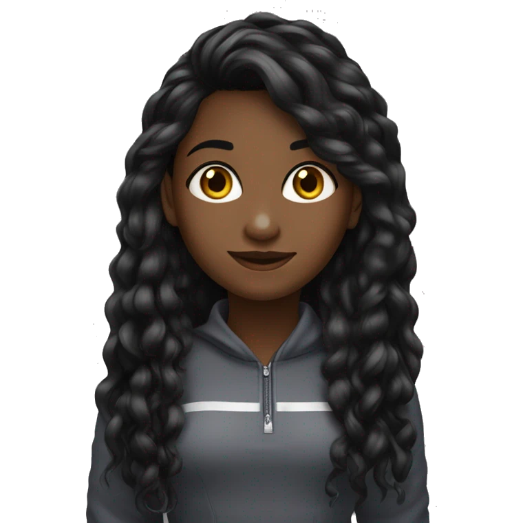 menina de olhos preto  cabelo muito longo cabelo preto e cabelo cacheado emoji