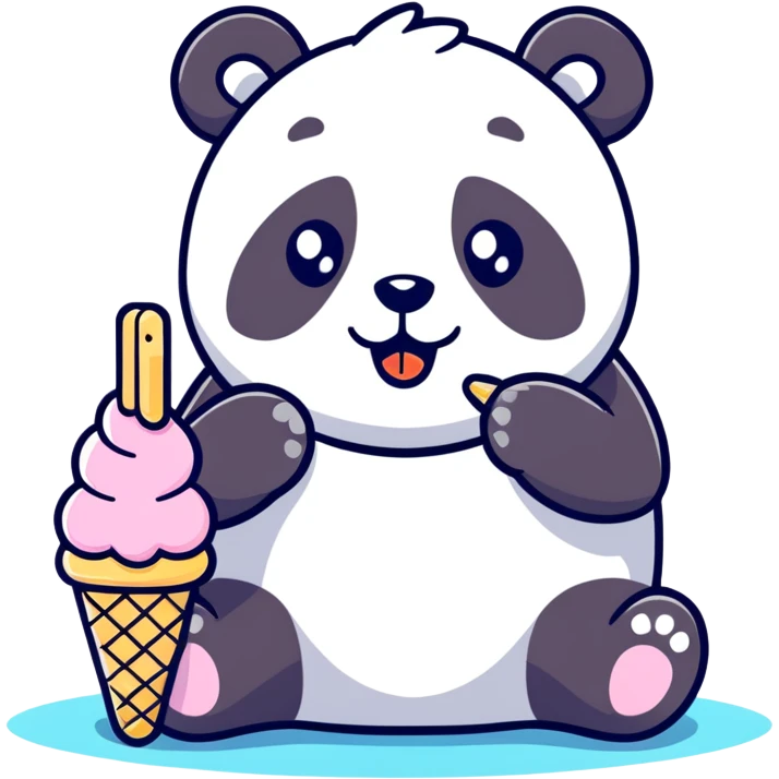 Panda eating ice cream emoji