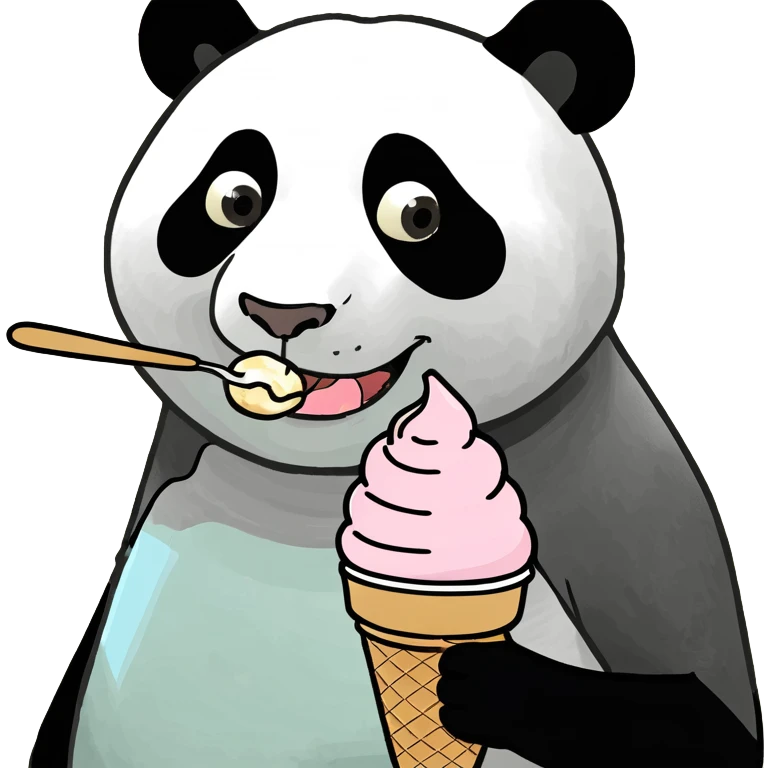 Panda eating ice cream emoji