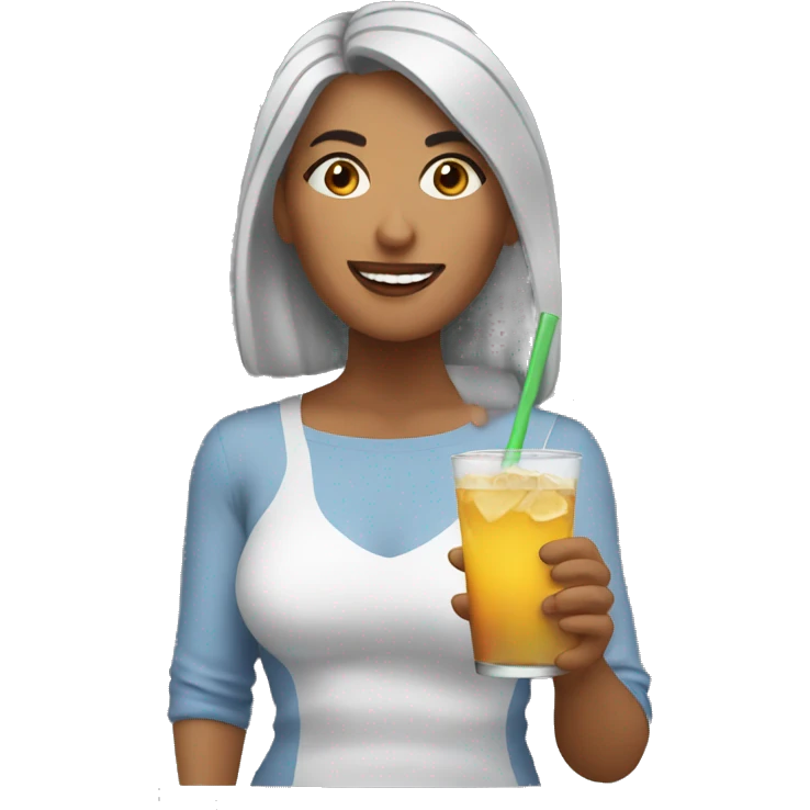 Latina enjoying drink emoji