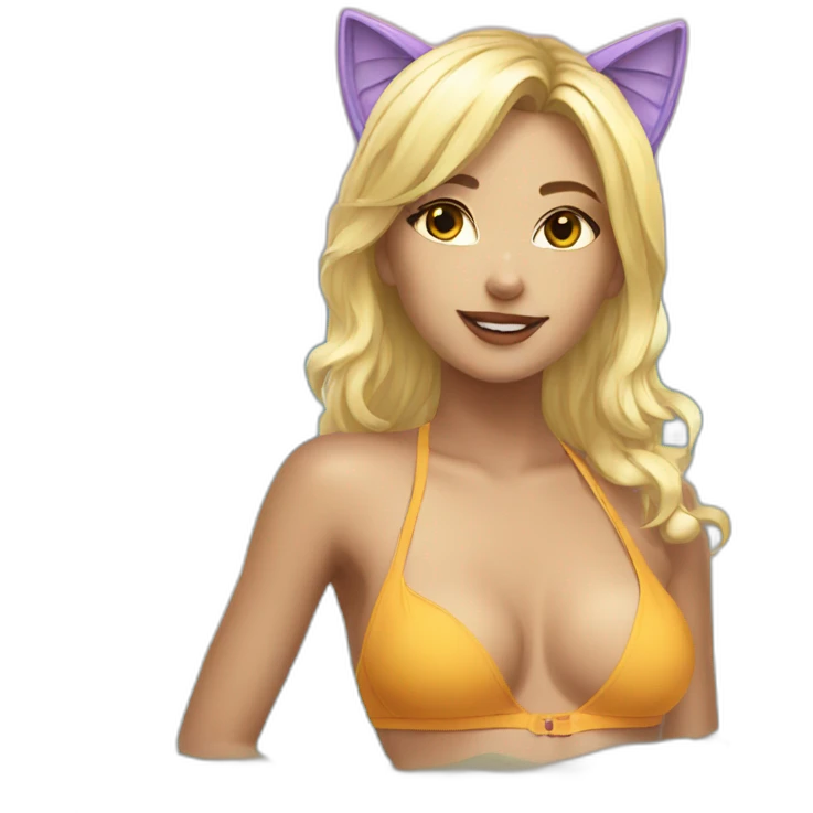 hot catgirl blonde swim suit emoji