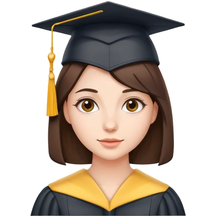 Brunette with graduation cap emoji