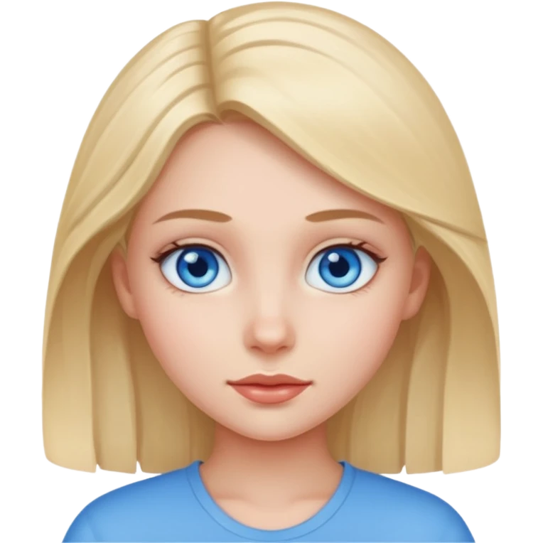 realistic portrait of girl with blue eyes emoji