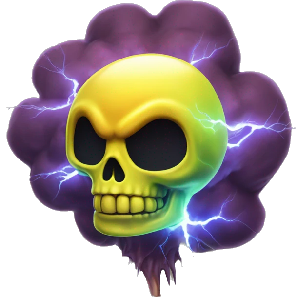 radioactive lightning bolt smiley glow cloud mushroom skull emoji