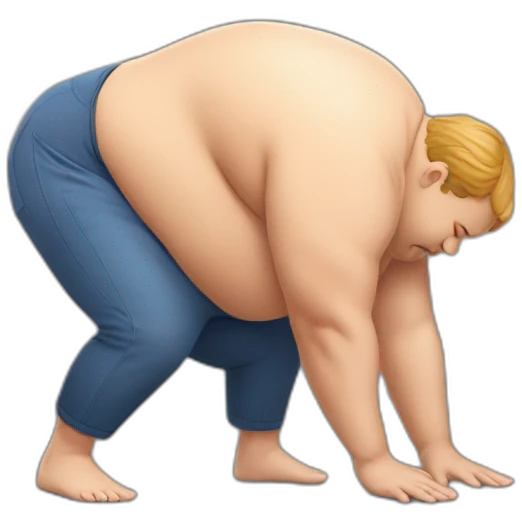 Obese man downward dog emoji