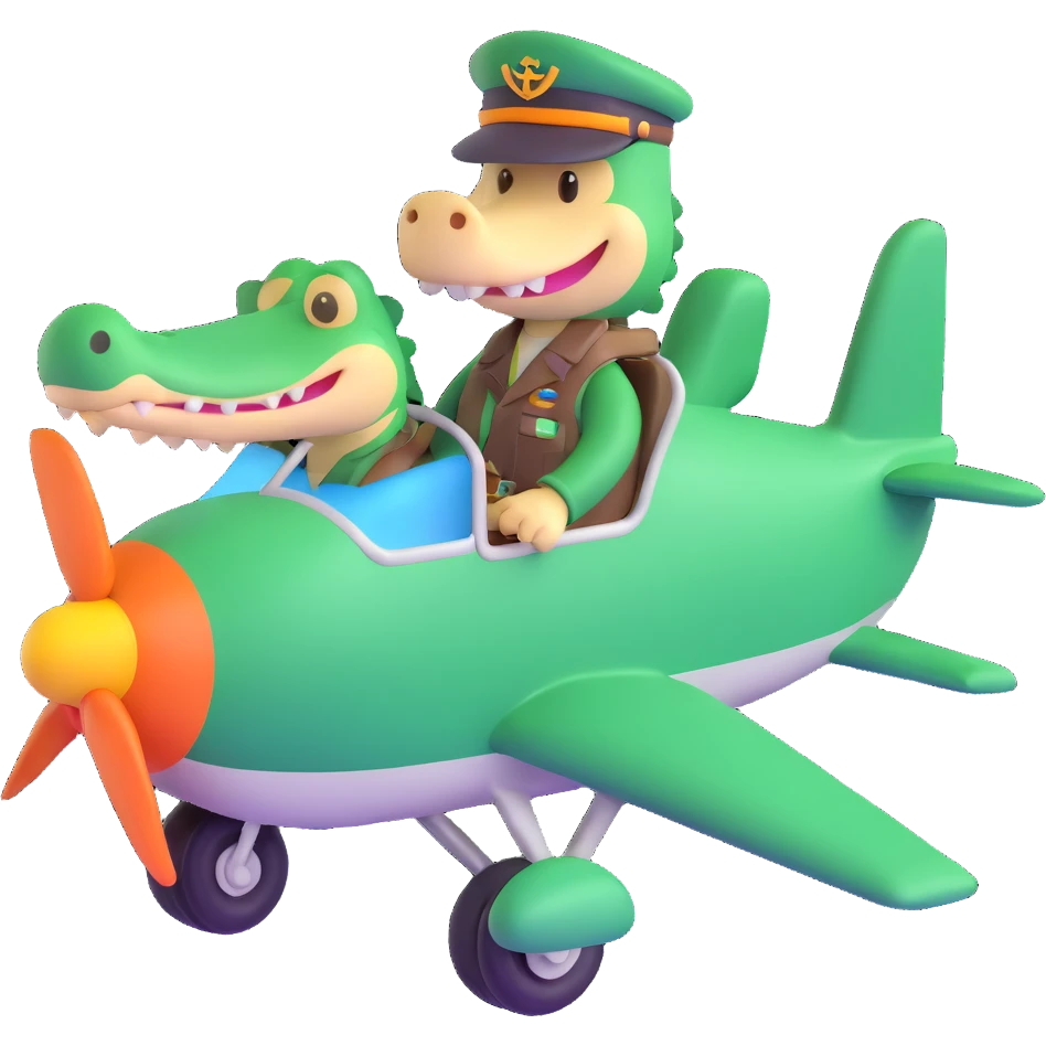 Crocodile pilot in an airplane emoji