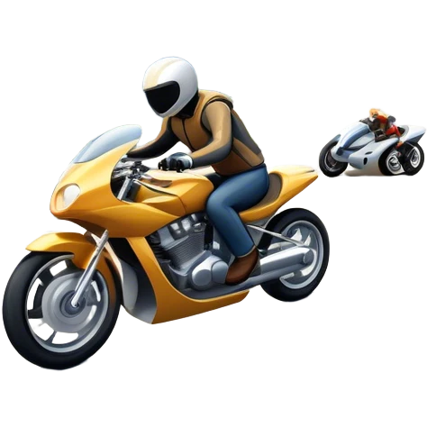 An icon showing a motorcycle and car speeding through a cityscape, with roads and curves ahead. The vehicles leave dynamic trails of speed, representing the thrill of racing and adventure. The background is transparent, focusing on the power and freedom of both cars and motorcycles. emoji
