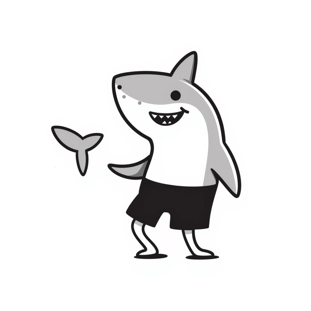 shark with legs, hand drawn doodle style emoji