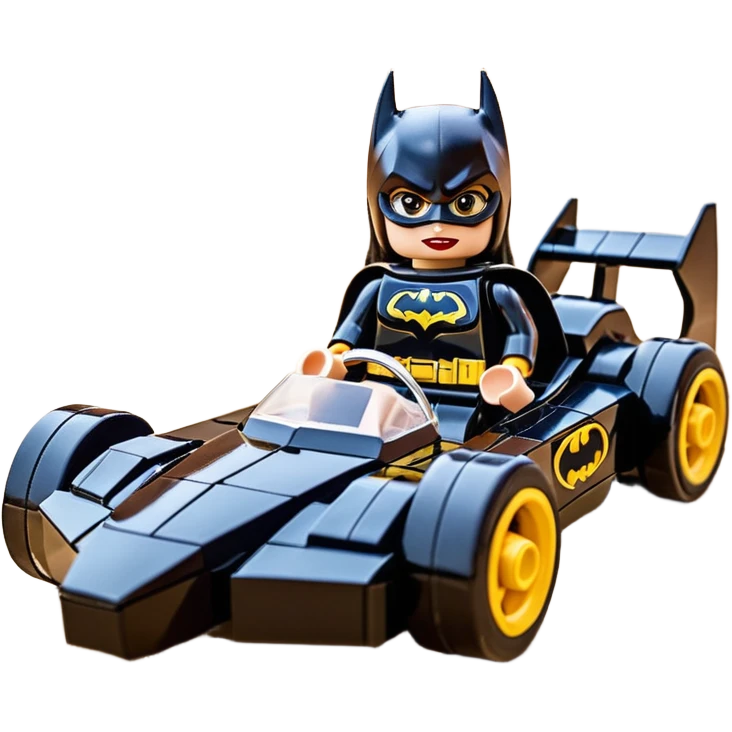 scale racing sexy muscular Batgirl’s masculine midnight-colored tight outfit 1970’s tv style dark knight stealthy accurate sporty safe plush deluxe Lego off-road pursuit drifting F1 car lexus (black hair,reclining and relaxed torso and shoulders back against seat) rally emoji