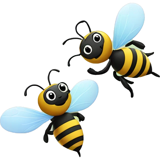 Two cartoon bees flying around each other emoji