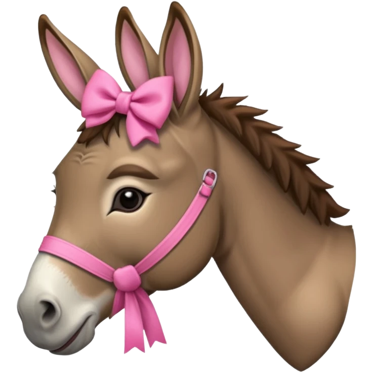 una burra con moño rosa y dando un  emoji