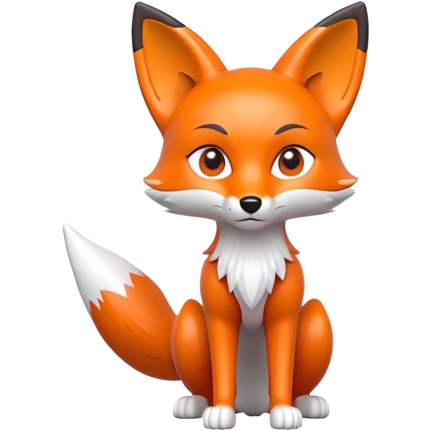 original designer toy character with fox features, pointed ears, X-symbol eyes, long limbs, sleek design, collectible figure emoji