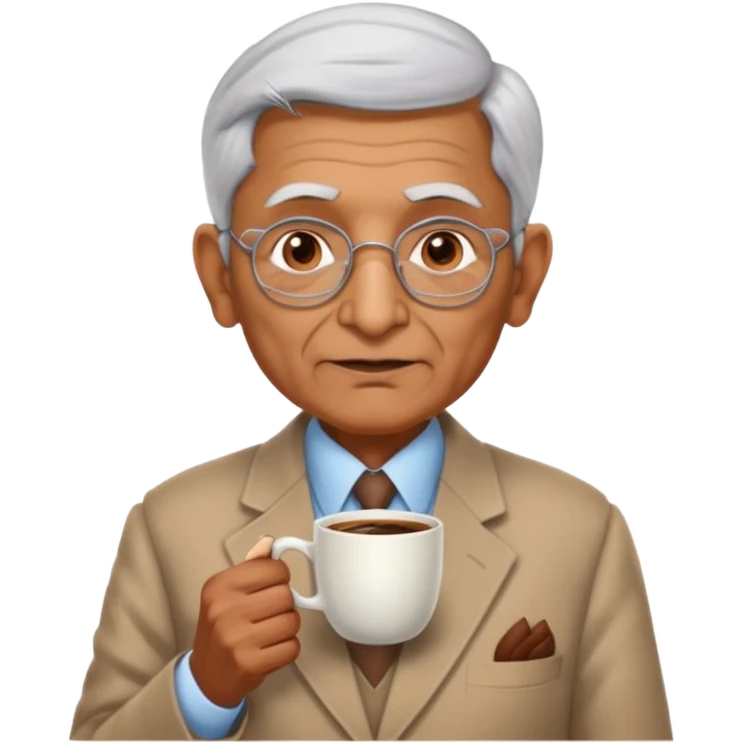 indian politition elderly with coffee emoji