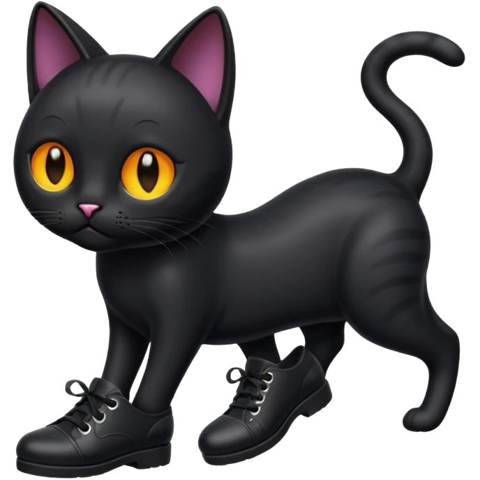 Black cat with shoes  emoji