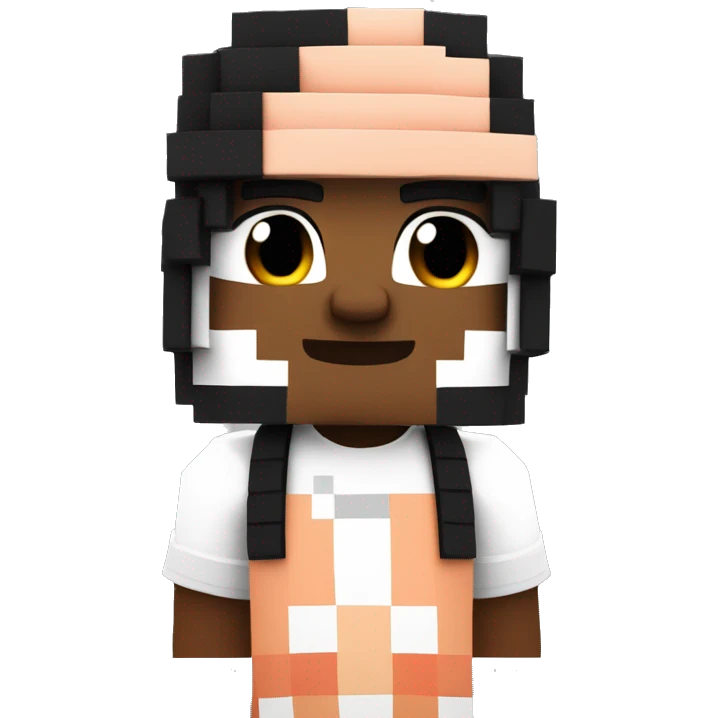 minecraft character with a bandana colour black and white, and hair as black, skin as peach emoji