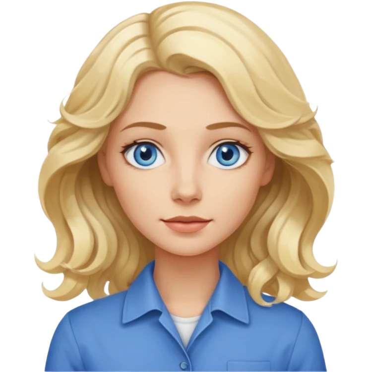 Blonde avec yeux bleus qui est architecte , cheveux ondulés , Sans lunettes  emoji