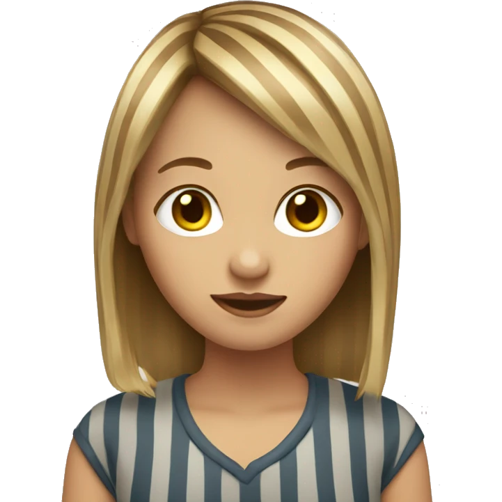 Girl with brown-blonde striped hair with bangs emoji