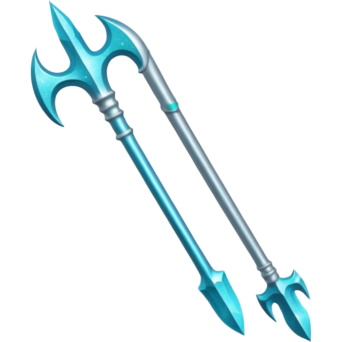 Cyan Poseidon's trident with glitter emoji