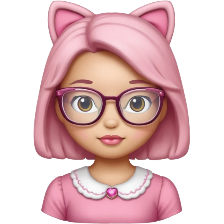 Hello kitty wearing glasses and pink dress  emoji