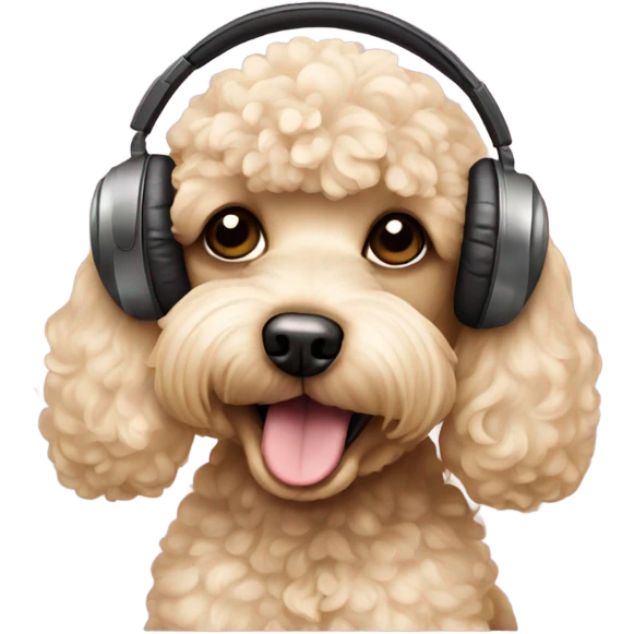 Blonde toy poodle with headphones on emoji