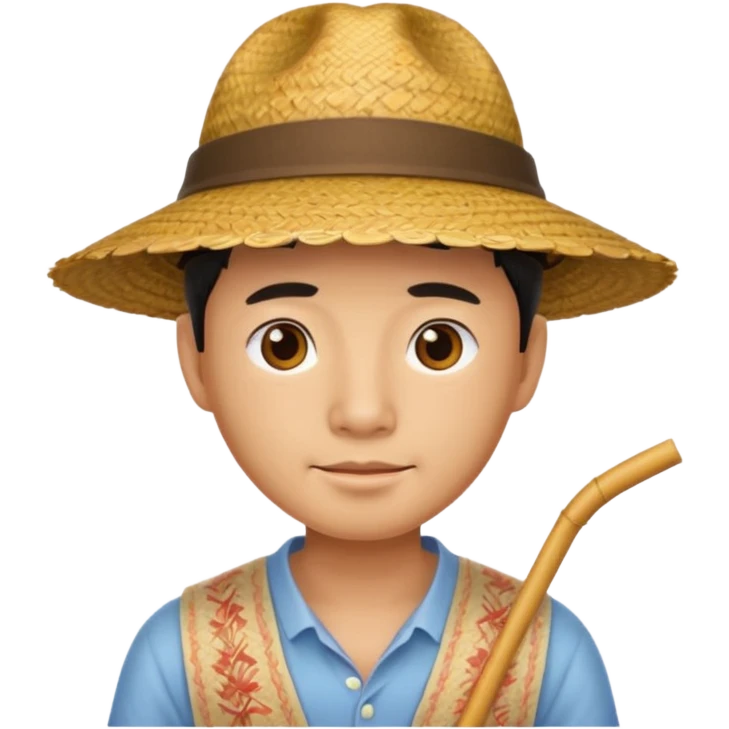 Chinese straw hat man emoji